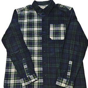 NWT LL Bean Flannel Shirt Mens Traditional Fit Scotch Plaid Green Patchwork M